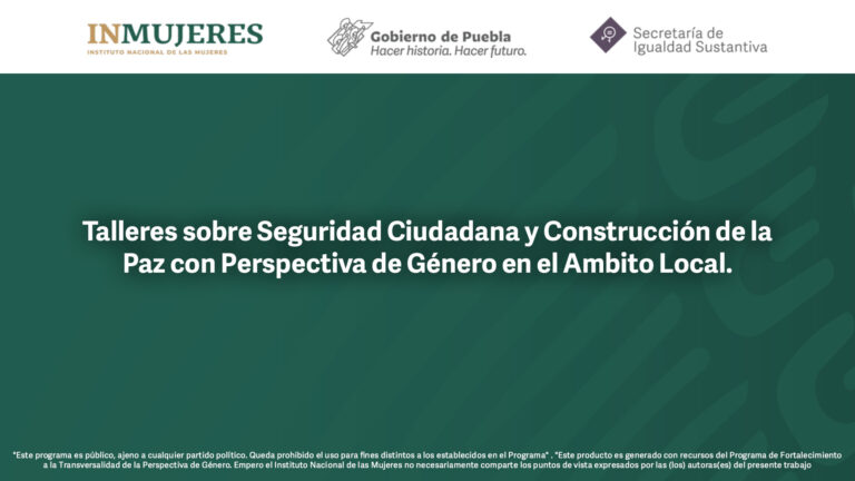 Servicio para realización de talleres sobre seguridad ciudadana y construcción de paz con perspectiva de género en el ámbito local, que incluye la elaboración del documento meta denominado informe de resultados correspondiente a la meta MT-22-5 reconocer e impulsar buenas prácticas en materia de seguridad ciudadana y construcción de la paz con perspectiva de género, PFTPG 2022